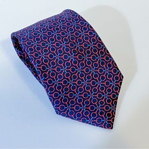 Hermes Blue Red Equestrian Horsebit Foulard Silk Necktie Luxe